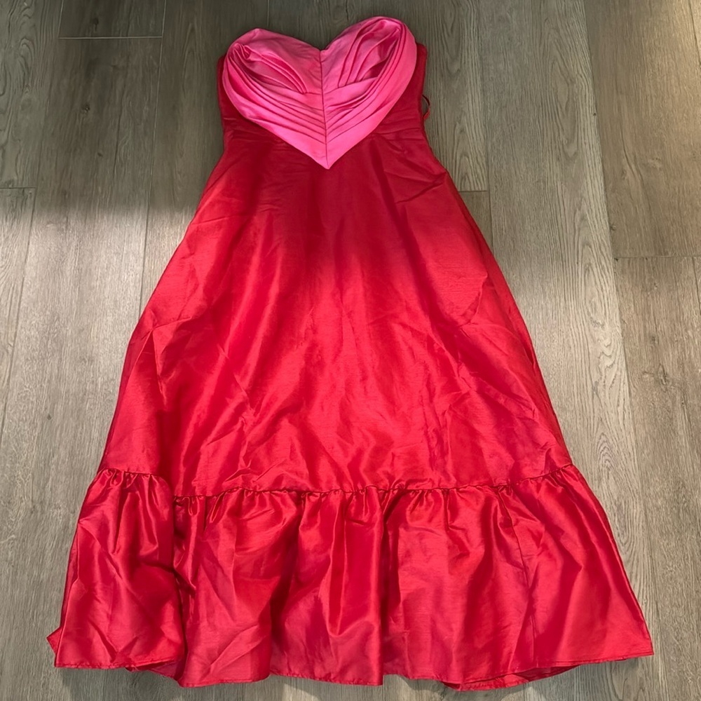 NWT! Anthropologie Pink/Red Hutch Strapless Heart Maxi Dress - US 10 ⚽️ - Picture 10 of 16